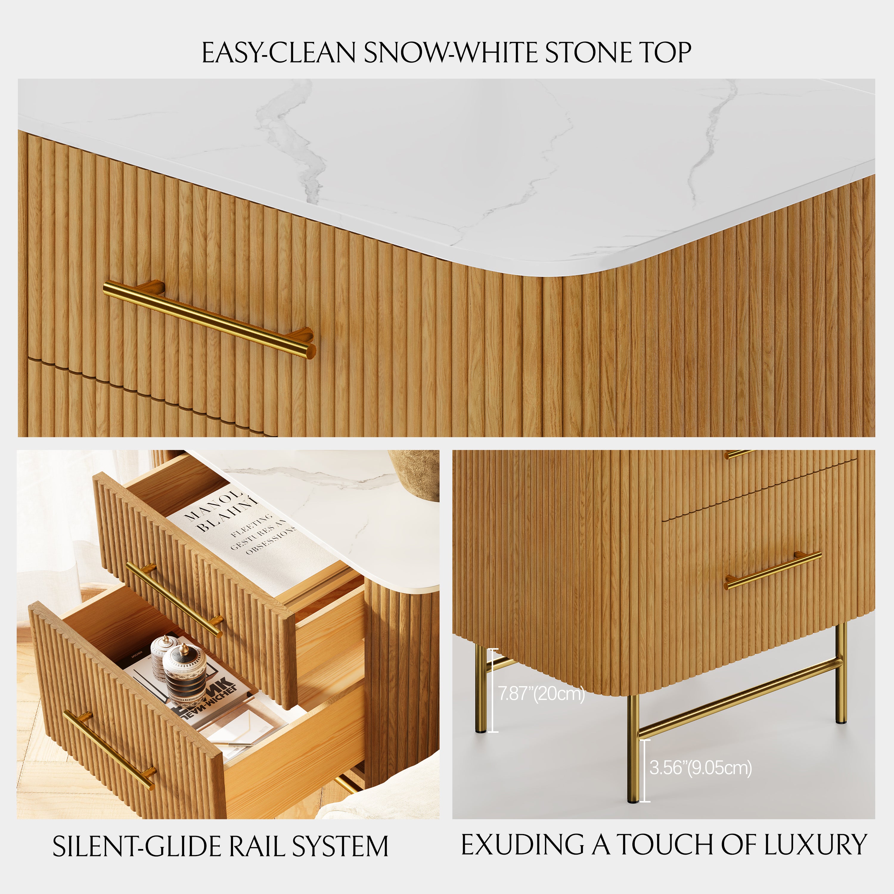 Ewan Sintered Stone Nightstand 26"W