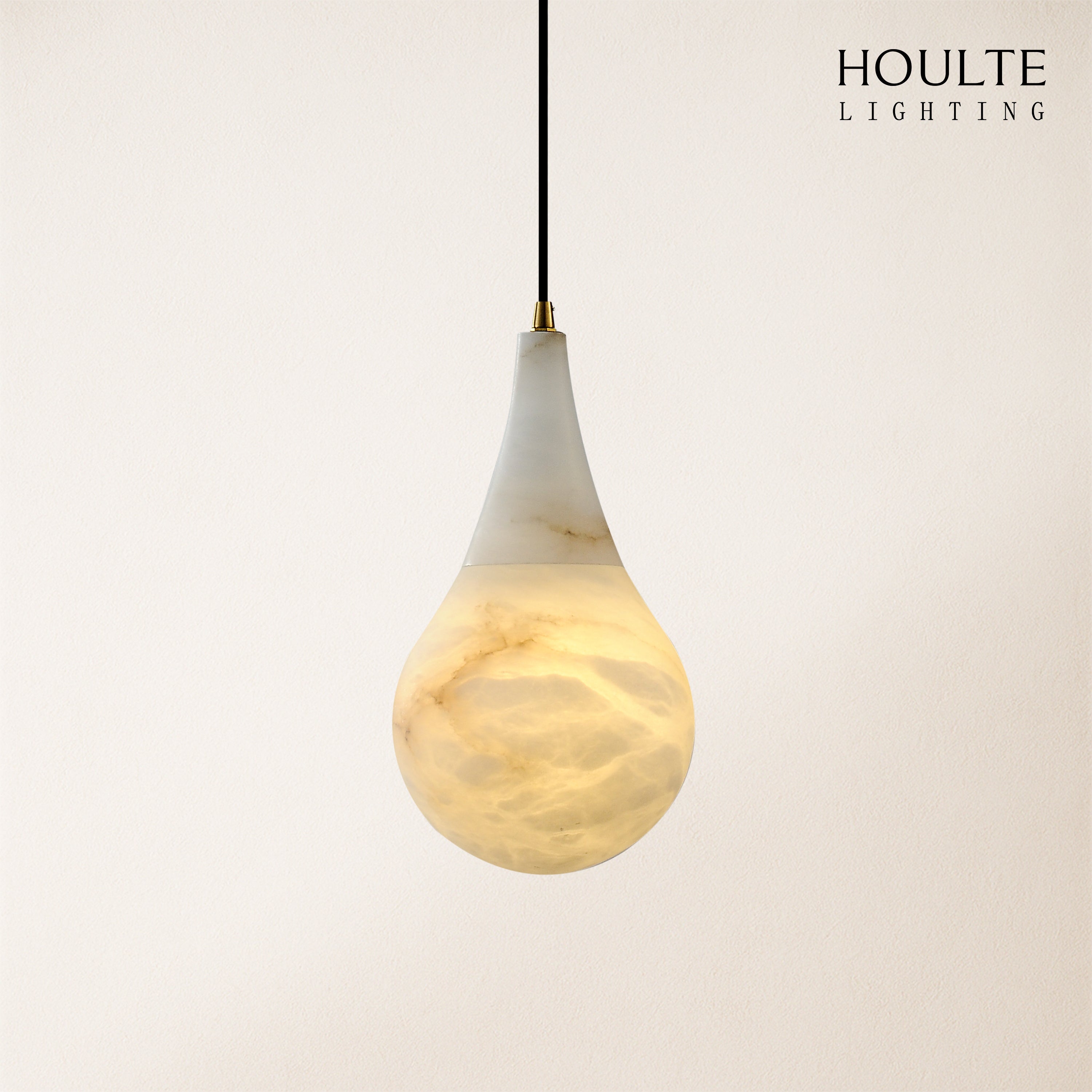 Ares Alabaster Modern Water-Drop Pendant 15cm