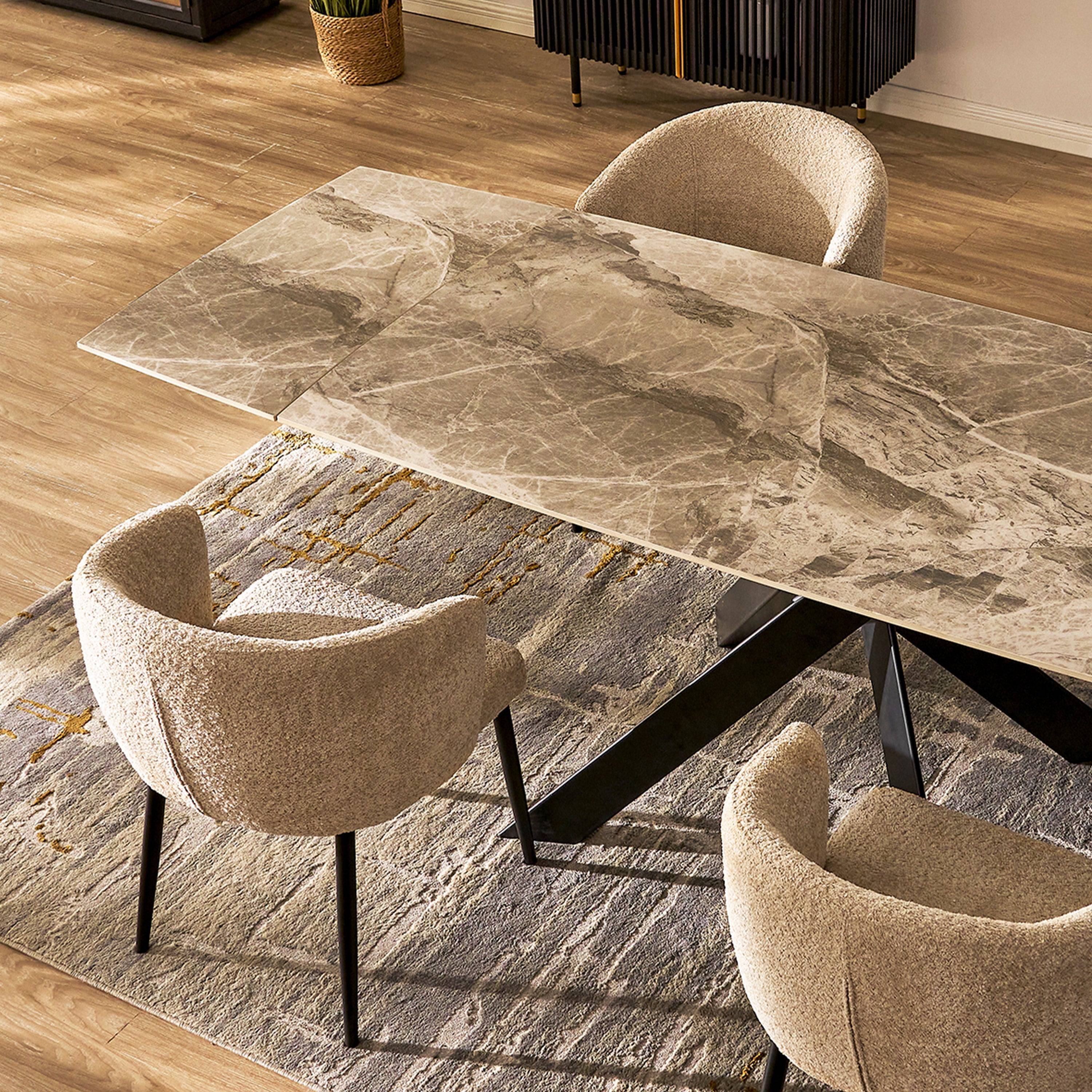 Labarthe Extended Rectangular Sintered Stone Dining Table 63"-95"