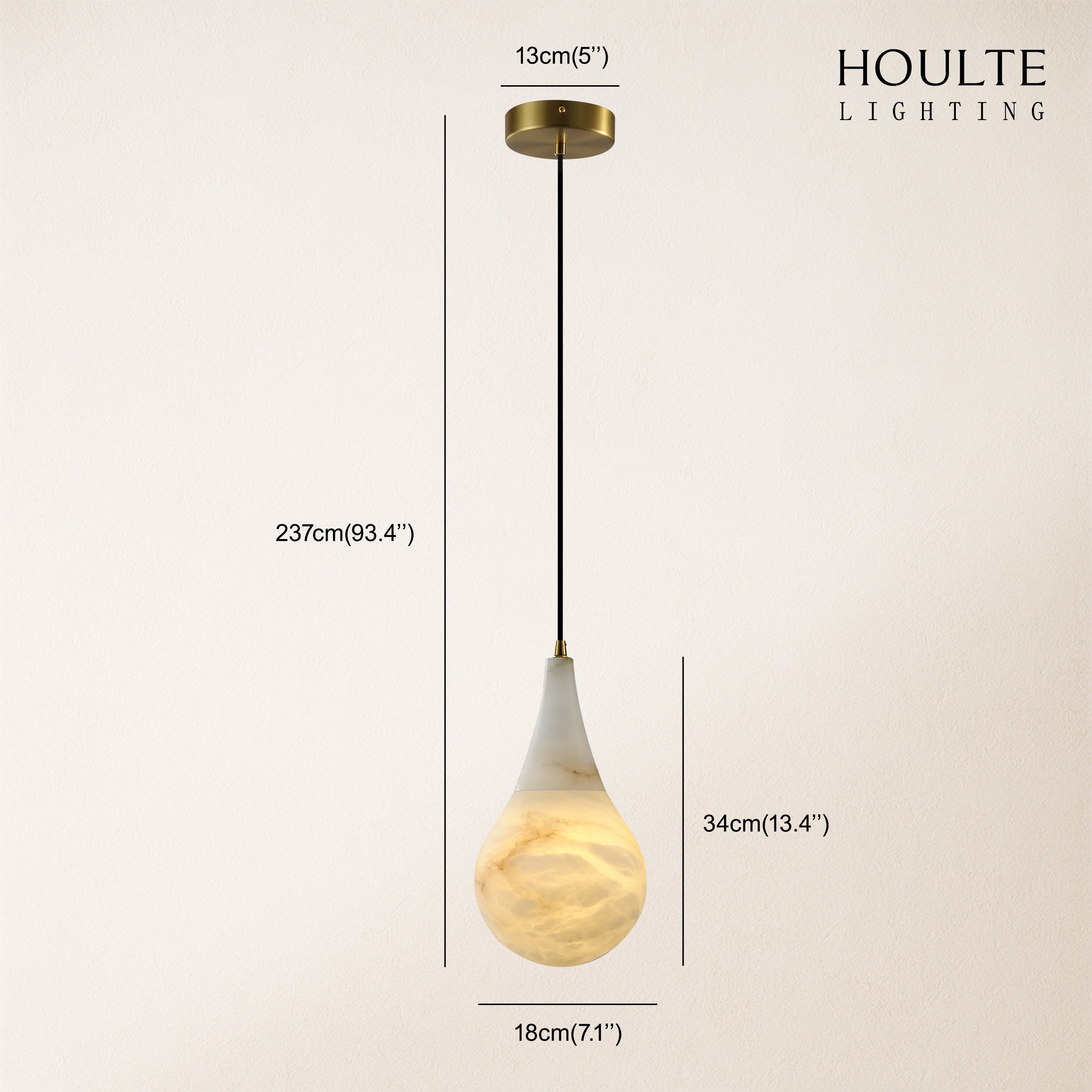 Ares Alabaster Modern Water-Drop Pendant 17.7cm