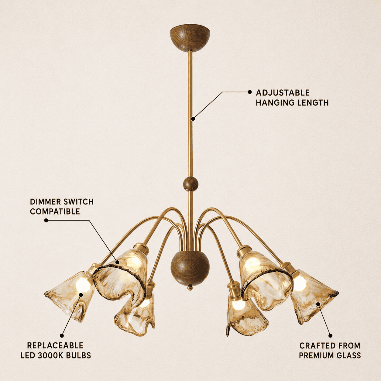 Ambrea Tulip Glass Chandelier