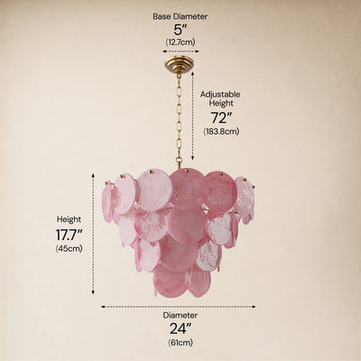 Auralis Pink Glass Disc Round Chandelier 20" 24" 31.5"D