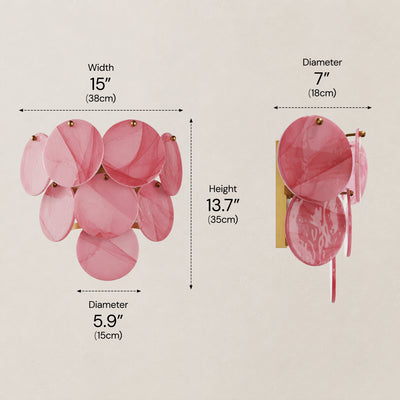 Auralis Pink Glass Disc Wall Sconce 15"W