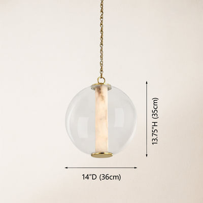 Auroba Alabaster Tube Glass Globe Pendant 14''D