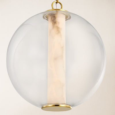 Auroba Alabaster Tube Glass Globe Pendant 14''D