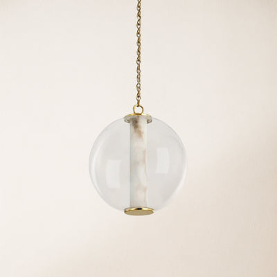 Auroba Alabaster Tube Glass Globe Pendant 14''D
