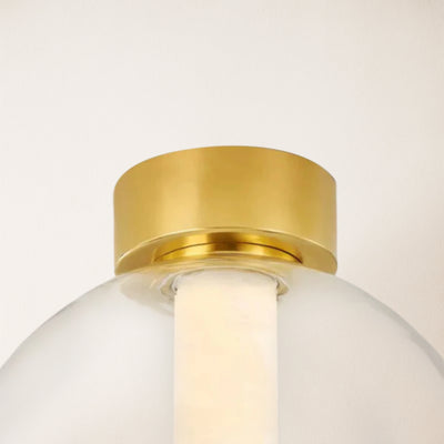 Auroba Alabaster Tube Glass Globe Ball Flush Mount 13''D