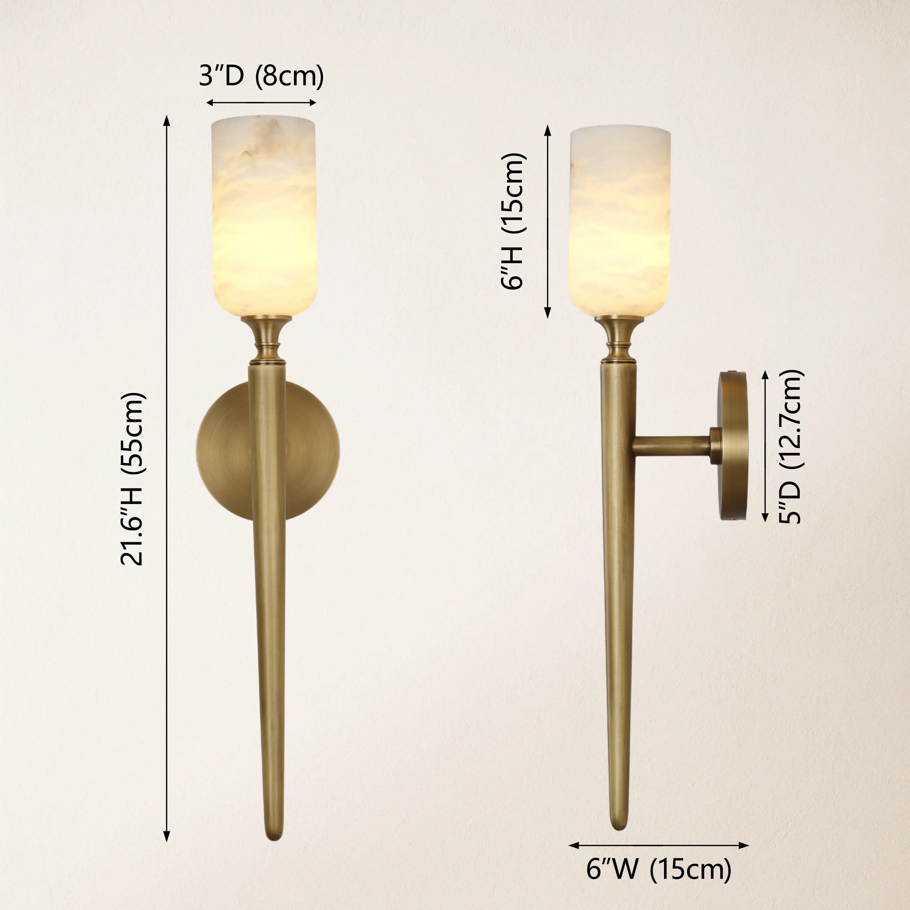 Axis Alabaster 1 Light Wall Sconce 54.8cm