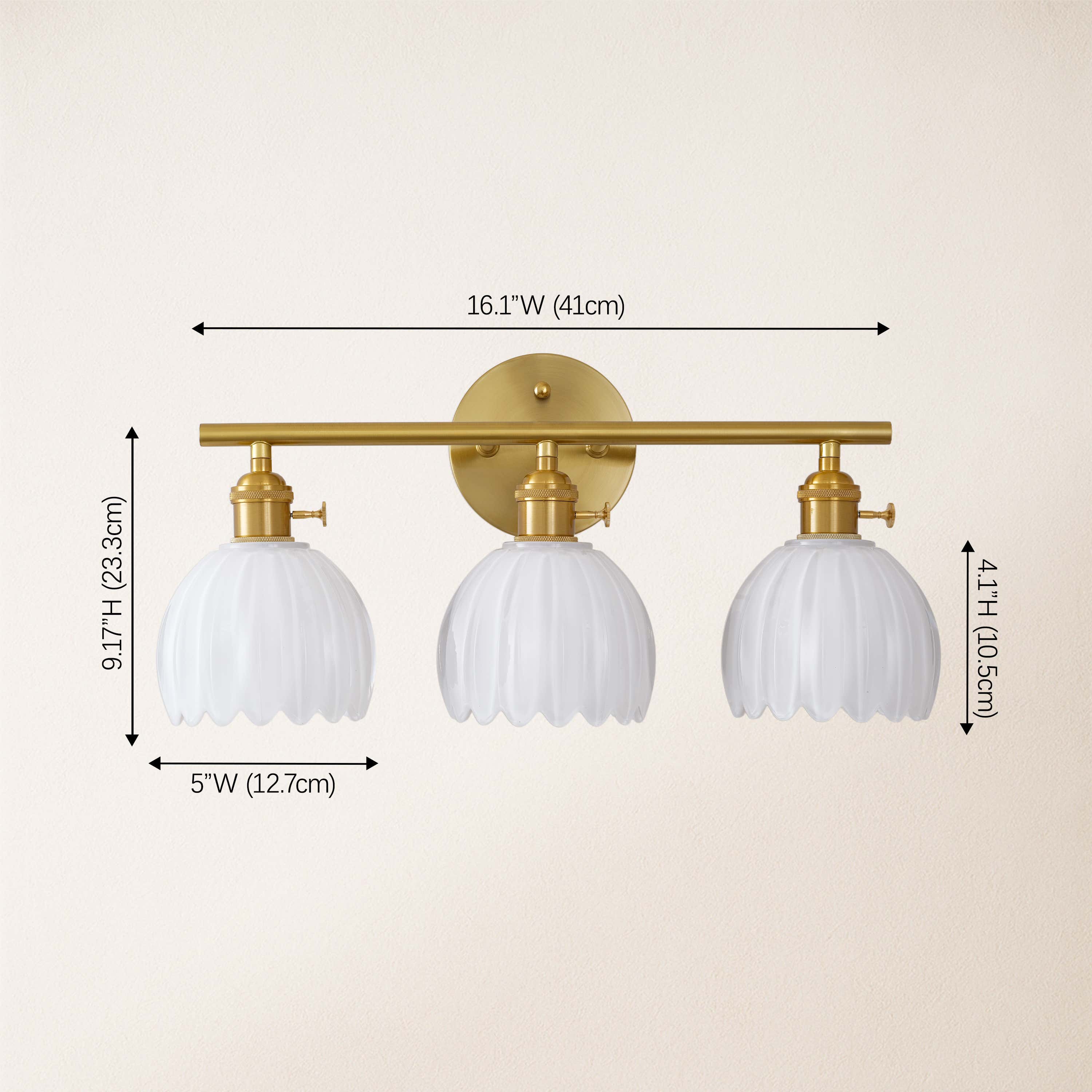 Orbixa Milky Glass 3-Lights Wall Sconce 47.7cm W