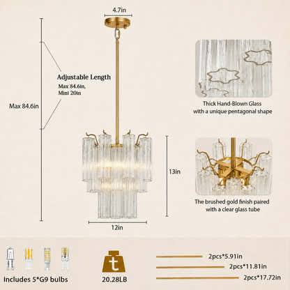 Dawel Glass Round Chandelier 12"D