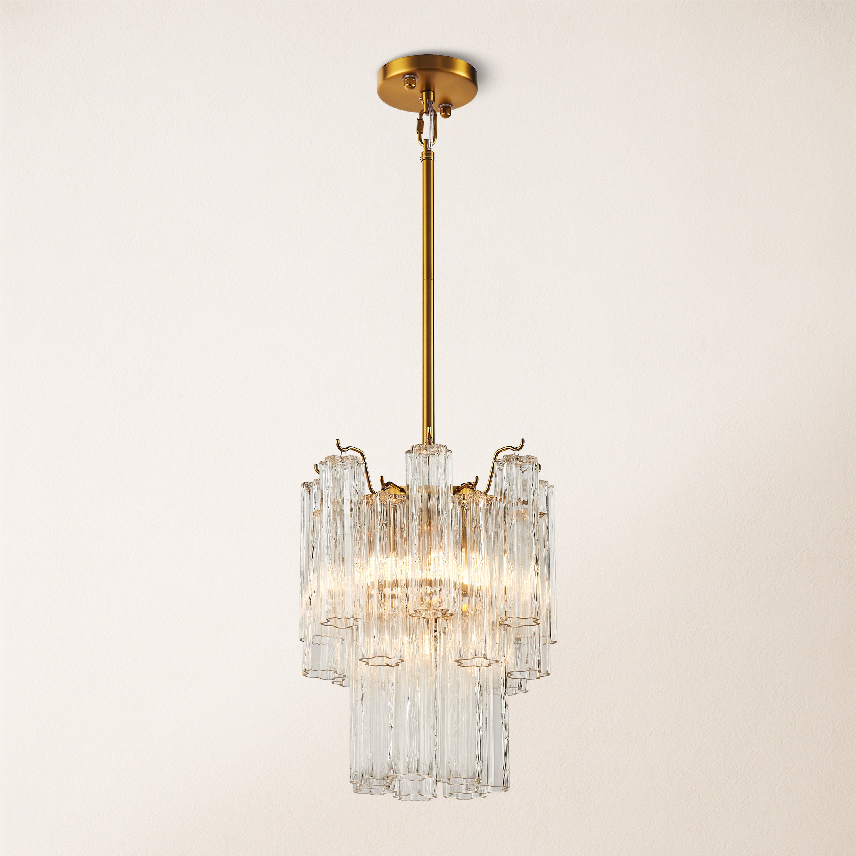 Dawel Glass Round Chandelier 12"D#Glass_Clear