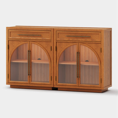 Alvar Arched 62.9" Oak Sideboard with Drawers(Set of 2)