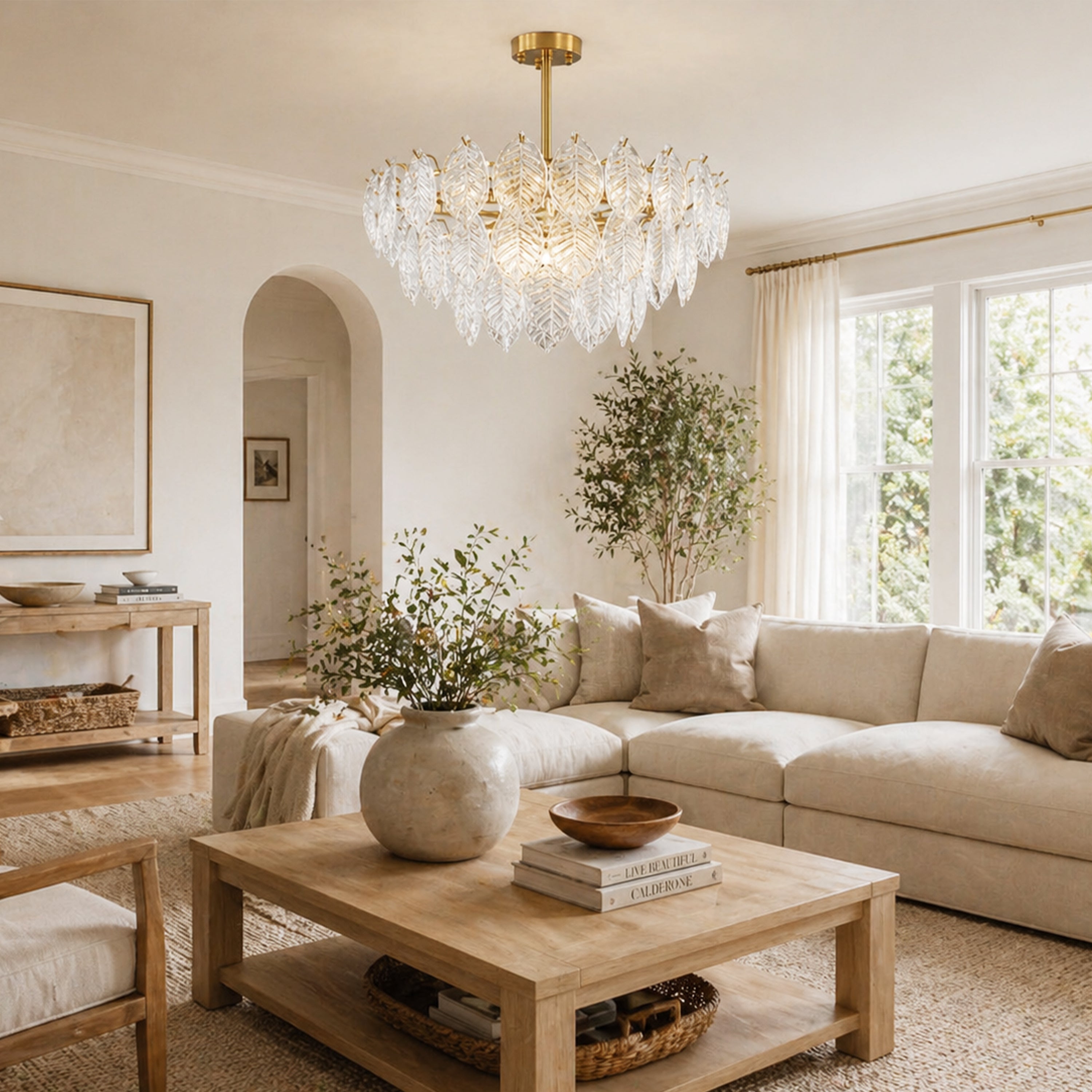 Sylvara Leaf Glass Chandelier