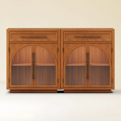 Alvar Arched 62.9" Oak Sideboard with Drawers(Set of 2)