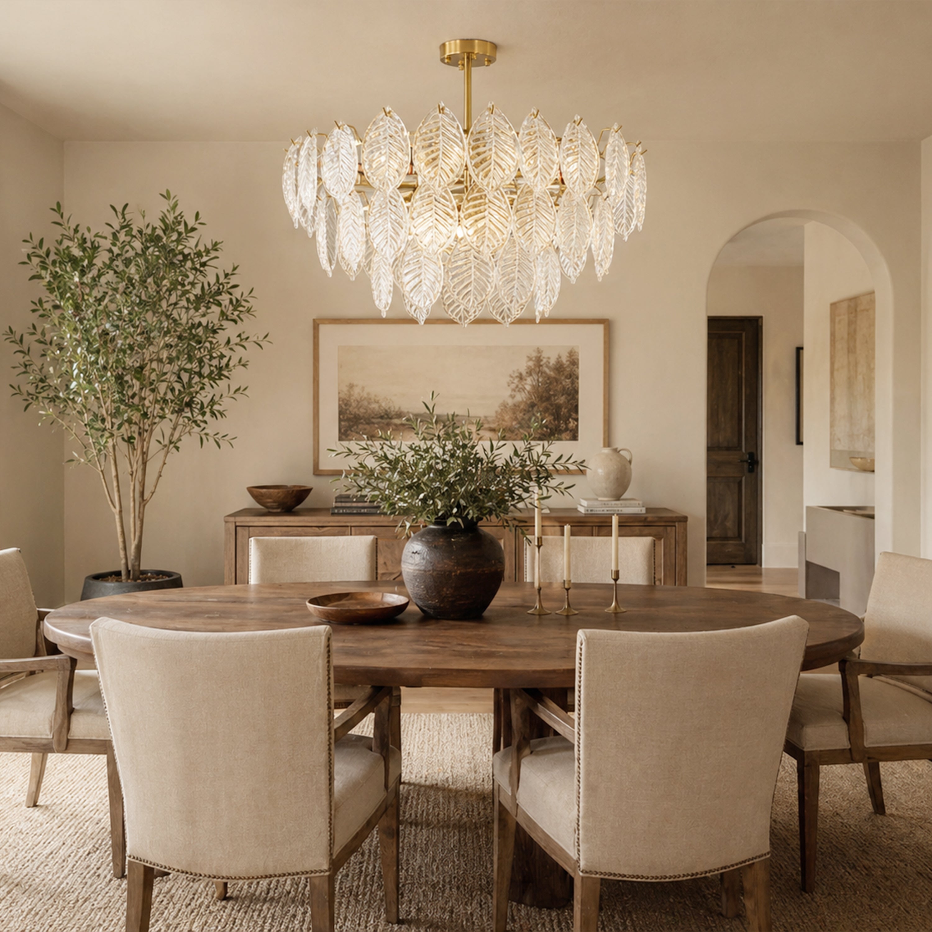 Sylvara Leaf Glass Chandelier