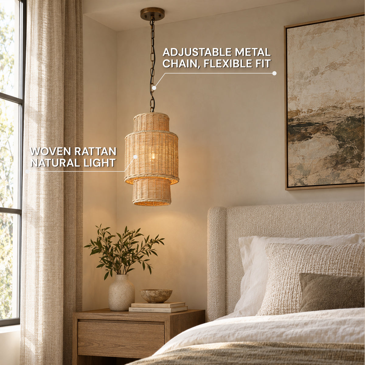 Cavana Rattan Tiered Pendant 10"D