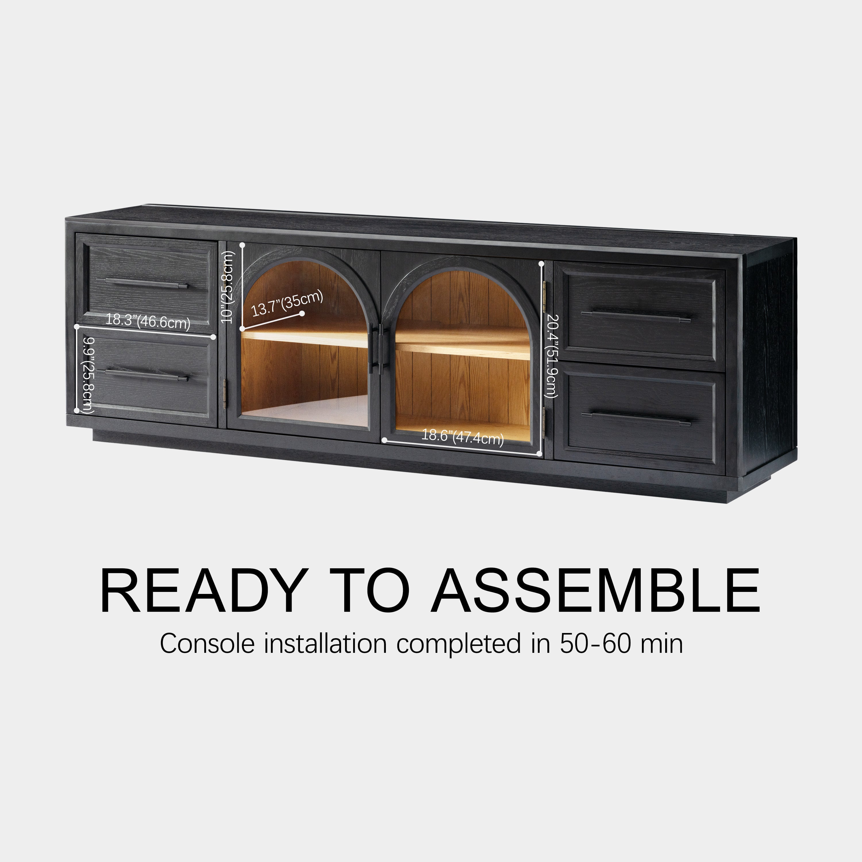 Alvar Oak Media Console and Sideboard Set