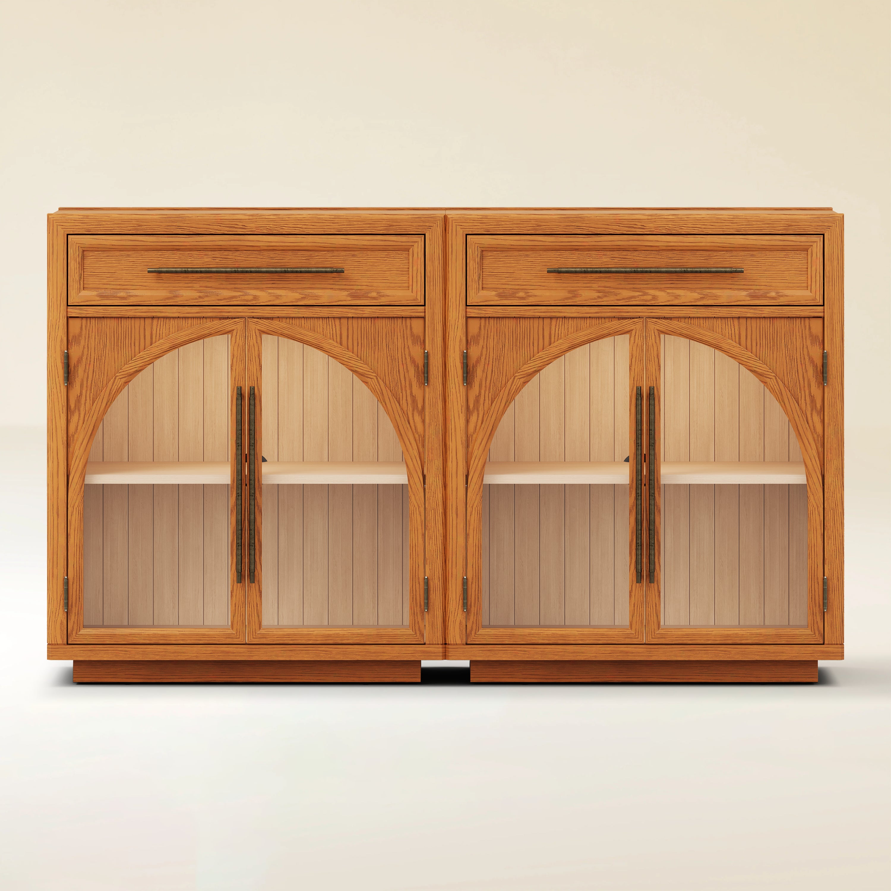 Alvar Arched 64" Oak Sideboard with Drawers(Set of 2)