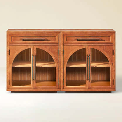 Alvar Arched 62.9" Oak Sideboard with Drawers(Set of 2)