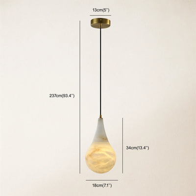 Ares Alabaster Modern Water-Drop Pendant 18cm D