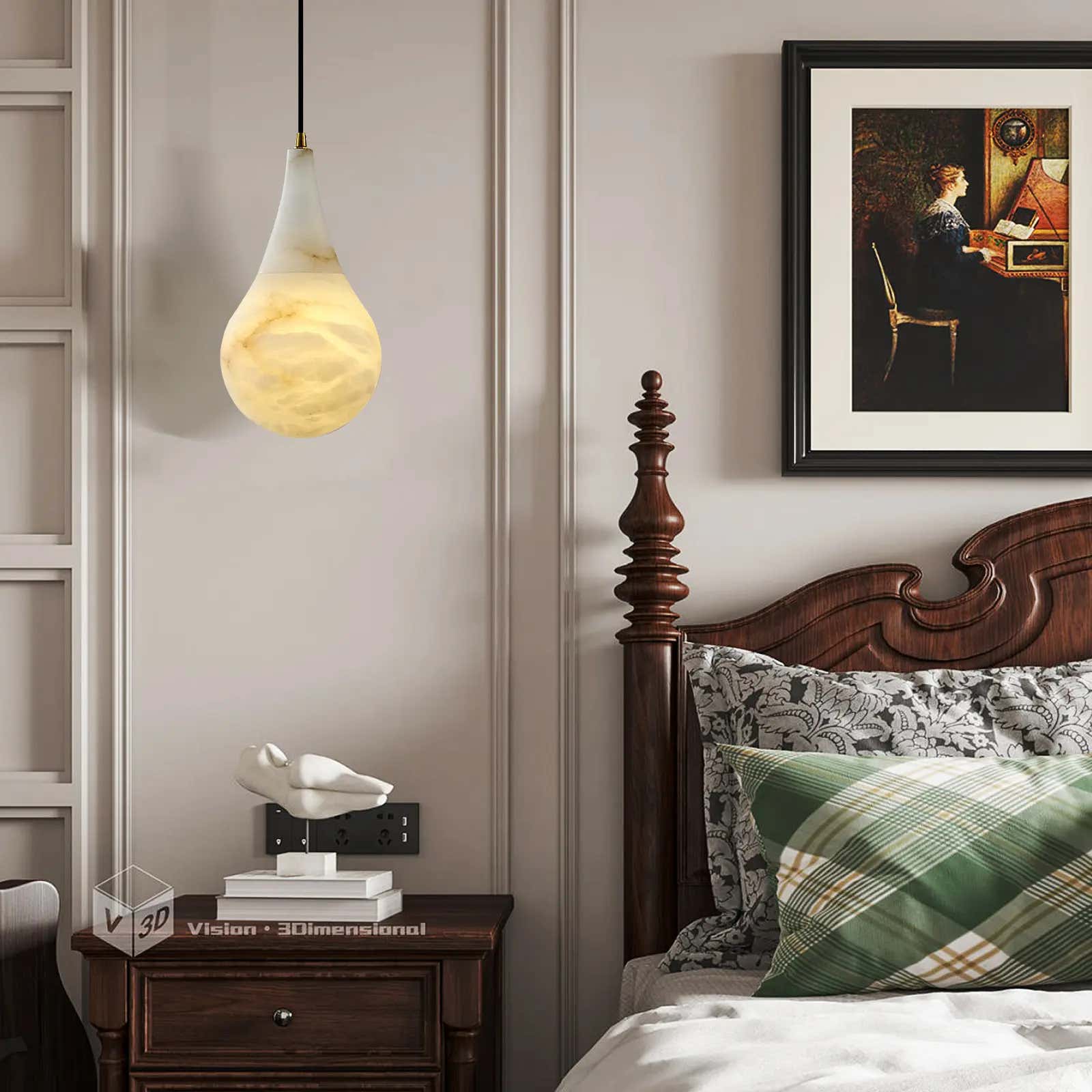 Ares Alabaster Modern Water-Drop Pendant 11cm