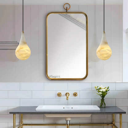 Ares Alabaster Modern Water-Drop Pendant 11cm