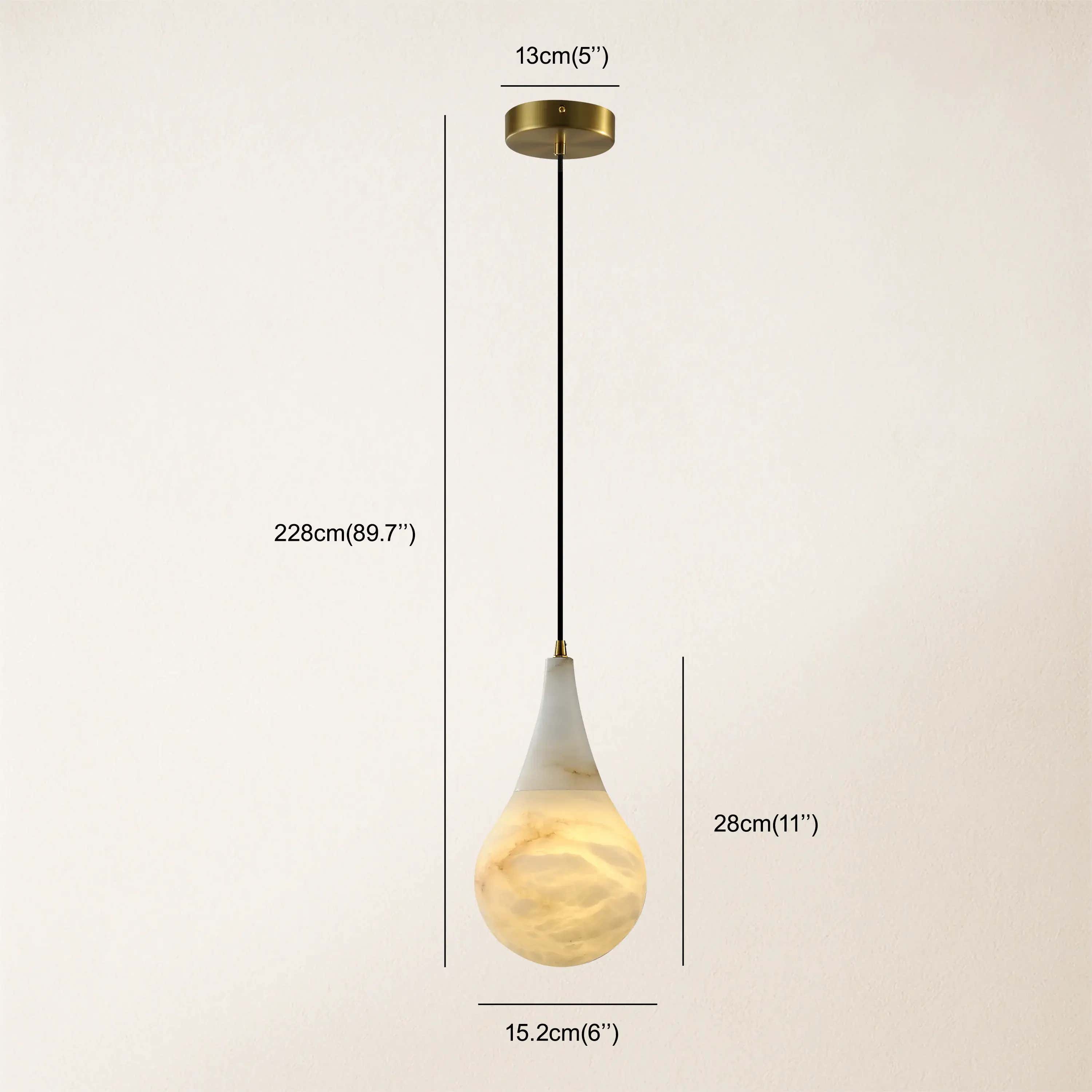 Ares Alabaster Modern Water-Drop Pendant 15cm