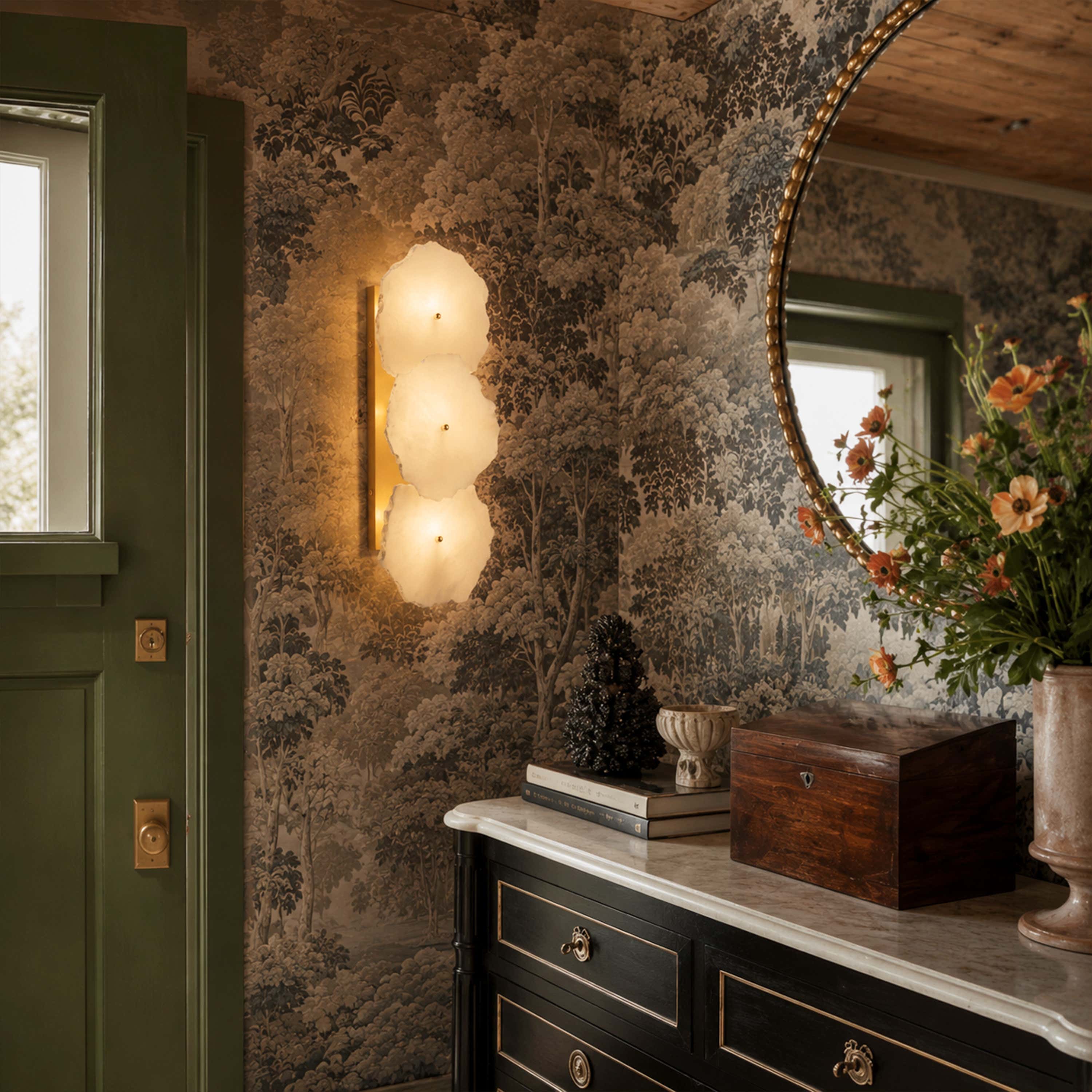 Moira Alabaster 3 Lights Wall Sconce