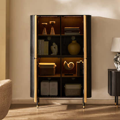 Ewan Oak Media Console and Cabinet Set