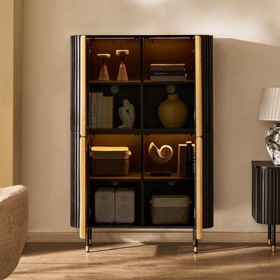 Ewan Oak Media Console and Cabinet Set