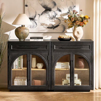 Alvar Arched 61" Oak Sideboard with Drawers(Set of 2)