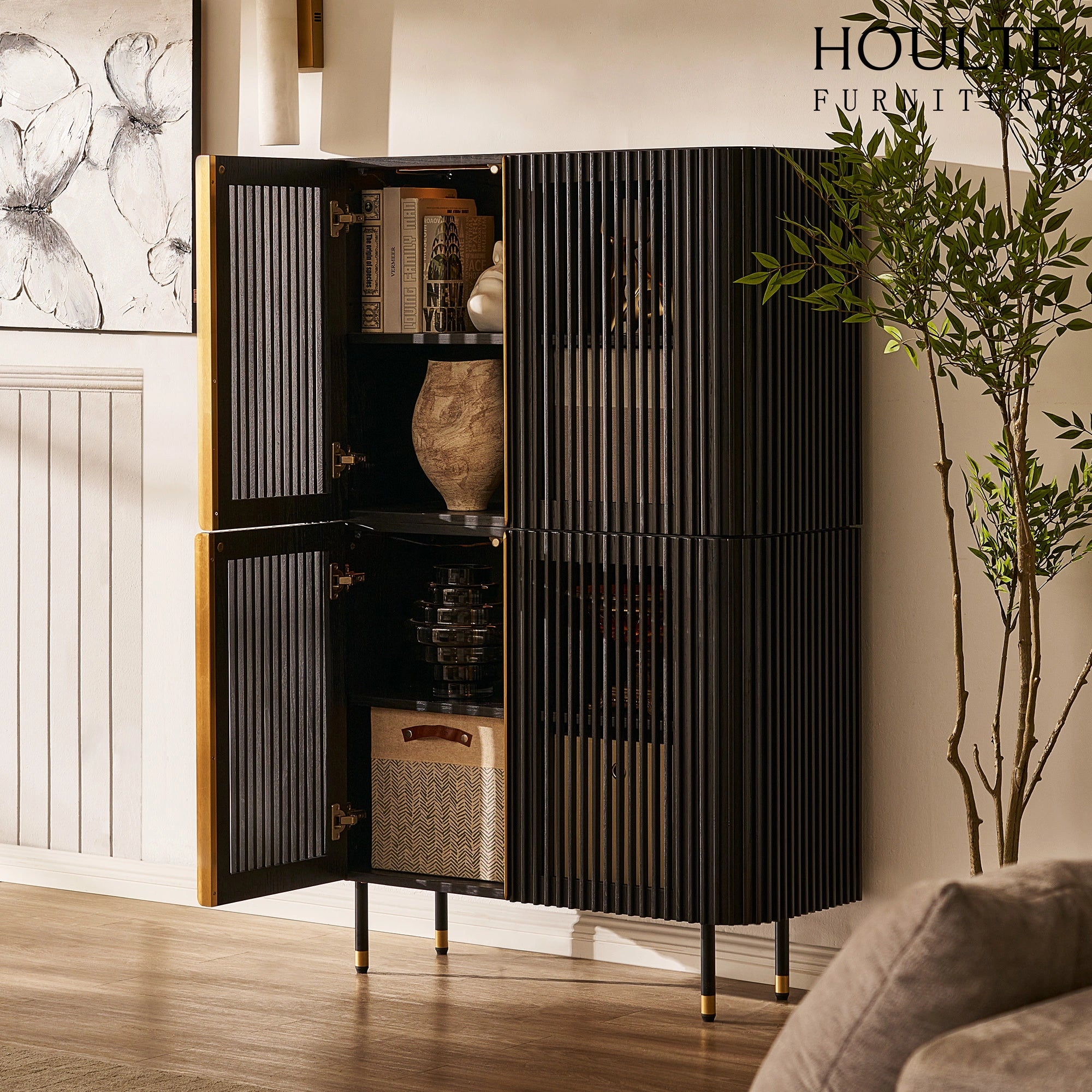 Ewan 66.7″H Oak Vertical Combination Cabinet(Set of 2)
