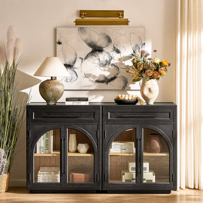 Alvar Arched 64" Oak Sideboard with Drawers(Set of 2)