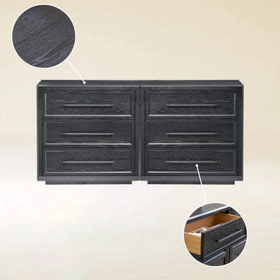 Alvar 61″ Oak 6-Drawer Chest(Set of 2)