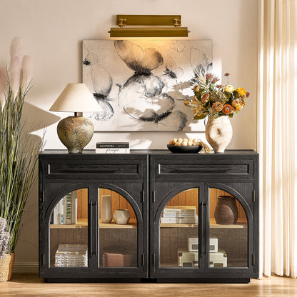 Alvar Arched 64" Oak Sideboard with Drawers(Set of 2)