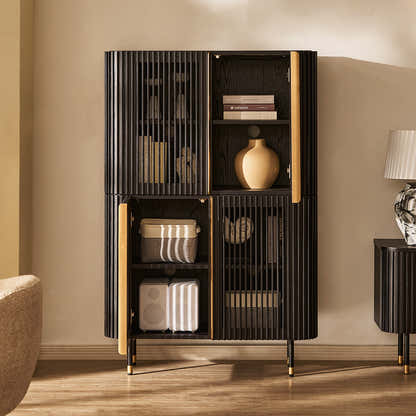 Ewan Oak Media Console and Cabinet Set