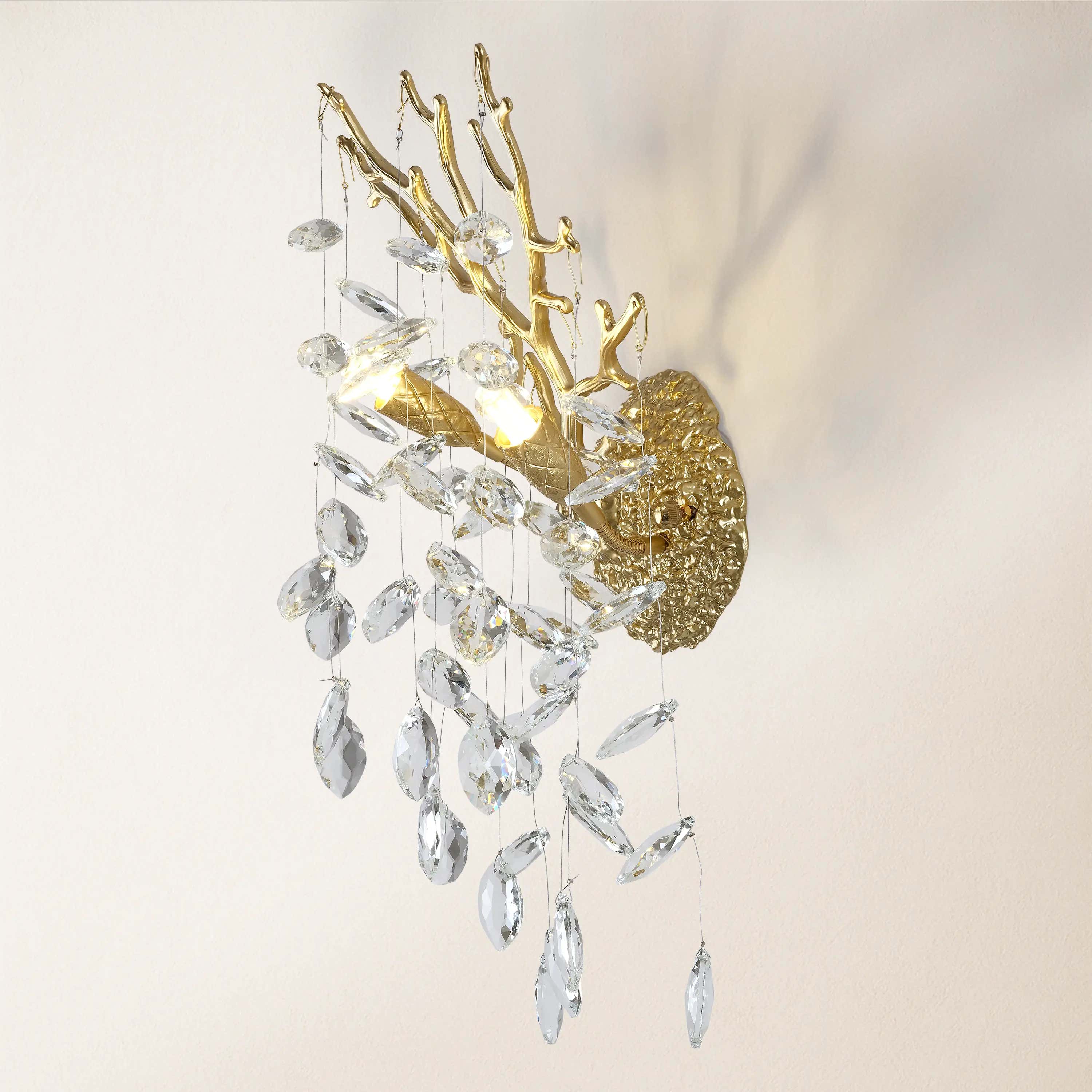 Frostleaf Crystal Branch Wall Sconce 25cm H