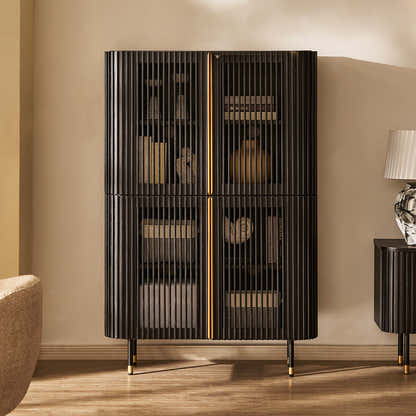 Ewan Oak Media Console and Cabinet Set