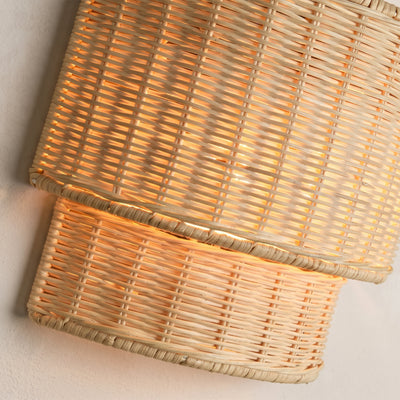 Cavana Rattan Tiered Wall Sconce 10"H