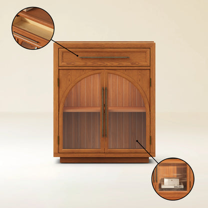 Alvar Arched 32" Oak Storage Cabinet with Drawers
