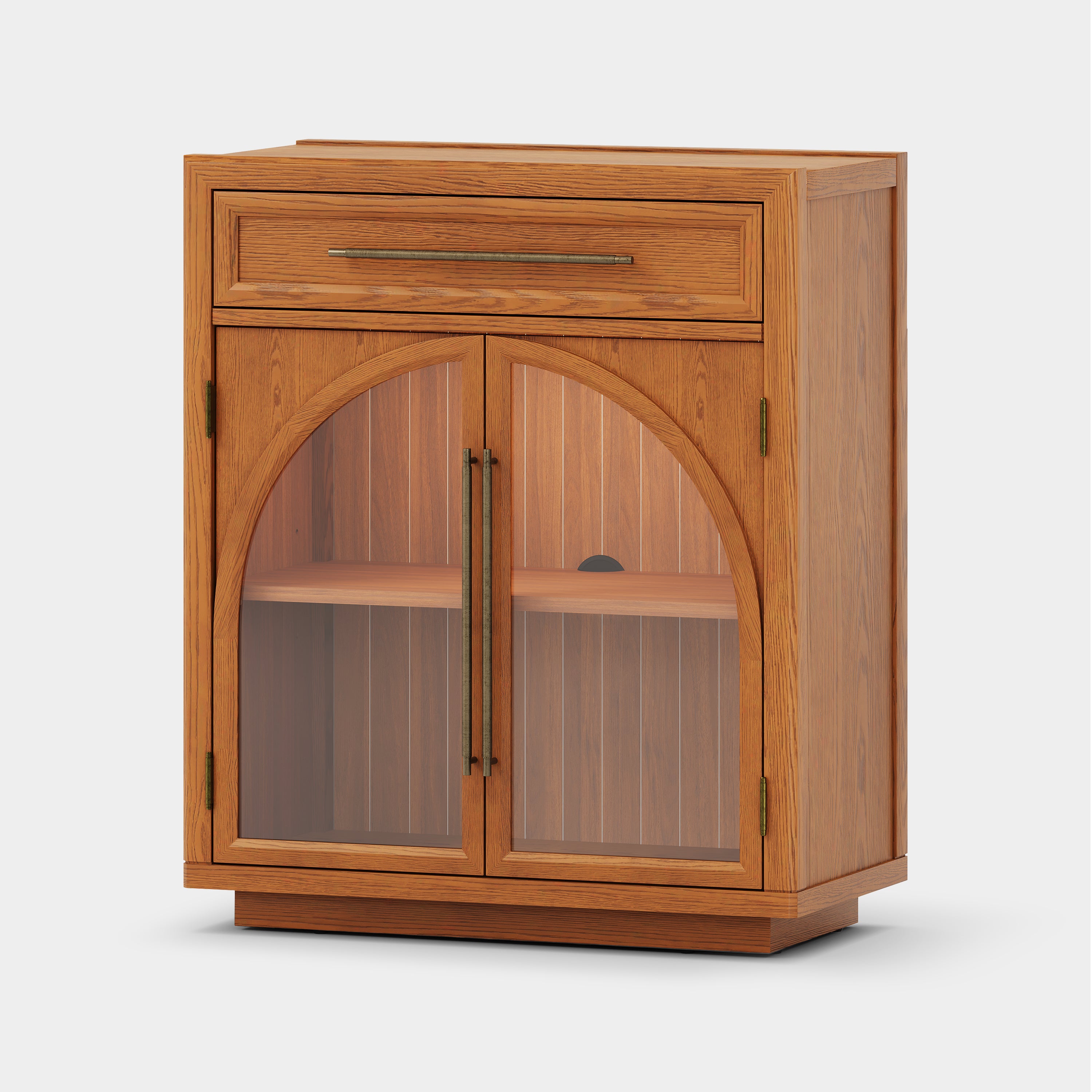 Alvar Arched 32" Oak Storage Cabinet with Drawers