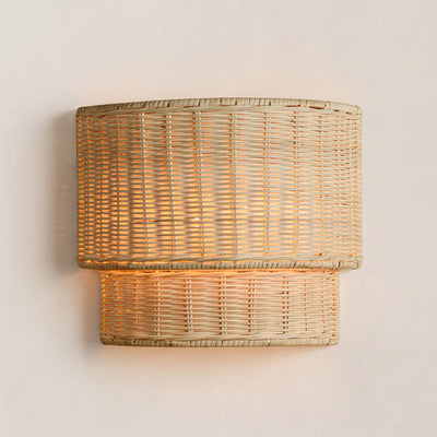 Cavana Rattan Tiered Wall Sconce 10"H 