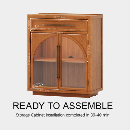 Alvar Arched 32" Oak Storage Cabinet with Drawers