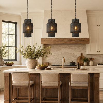 Cavana Rattan Tiered Pendant 10"D