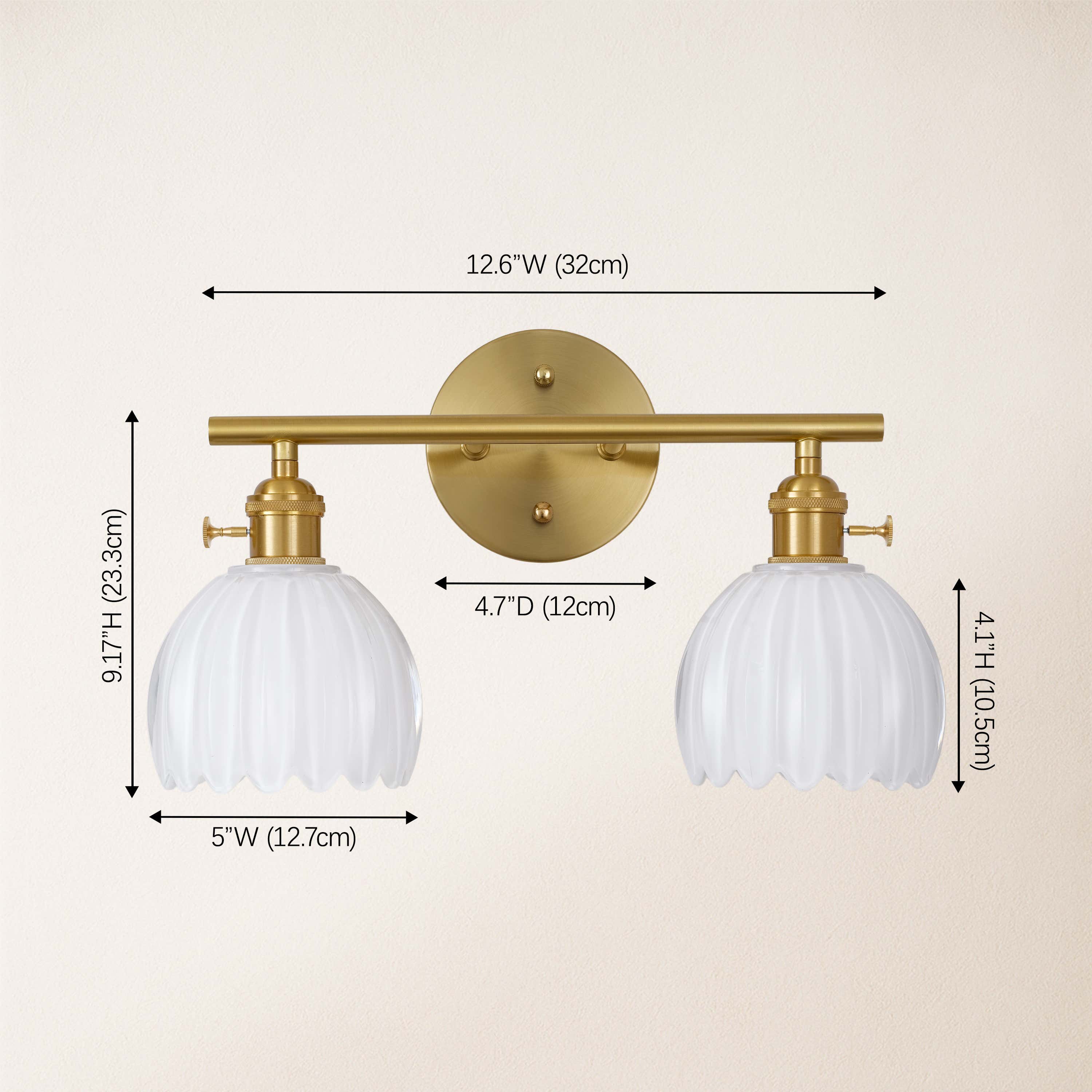 Orbixa Clear Glass 2-Lights Wall Sconce 37.8cm W