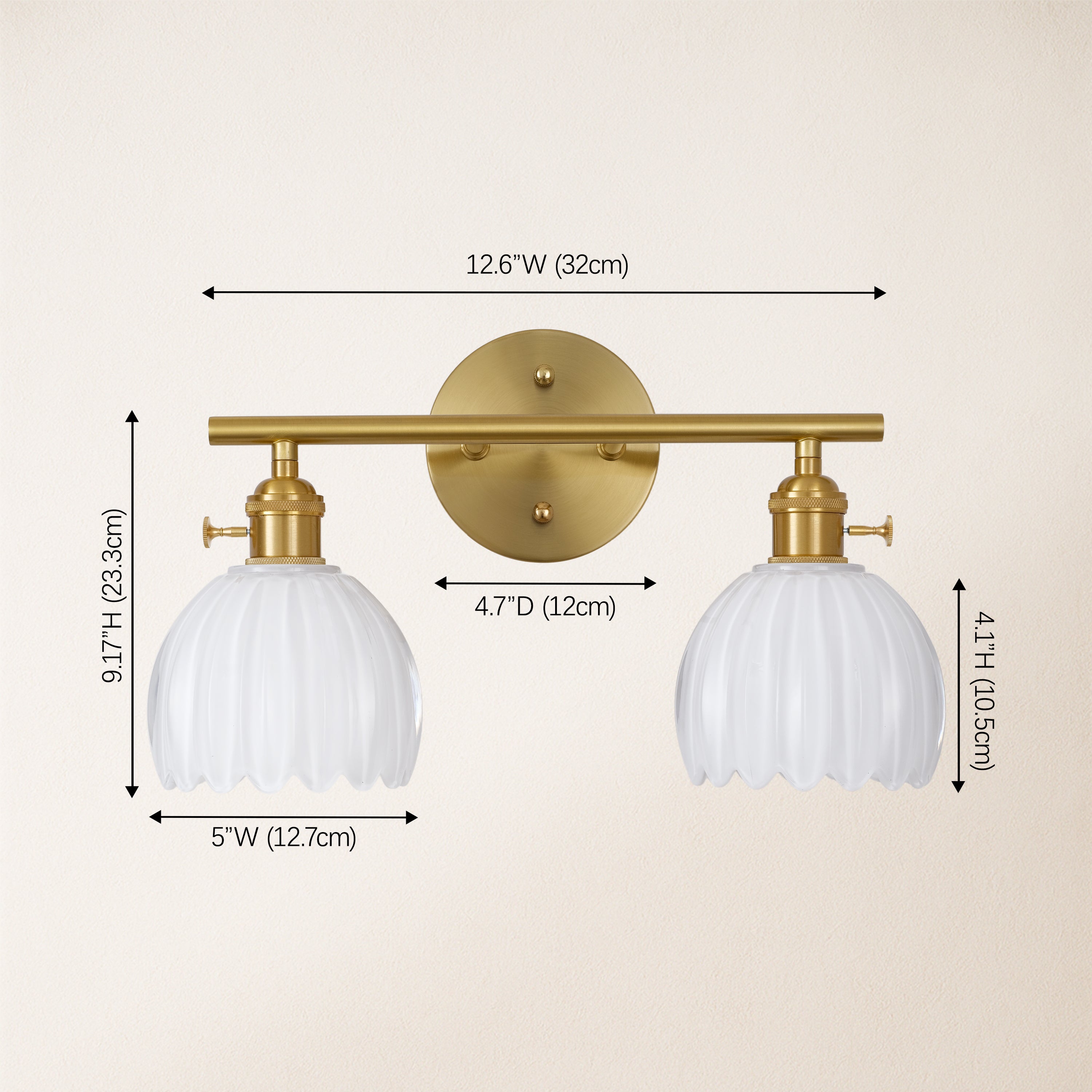 Orbixa Clear Glass 2-Lights Wall Sconce 37.8cm W
