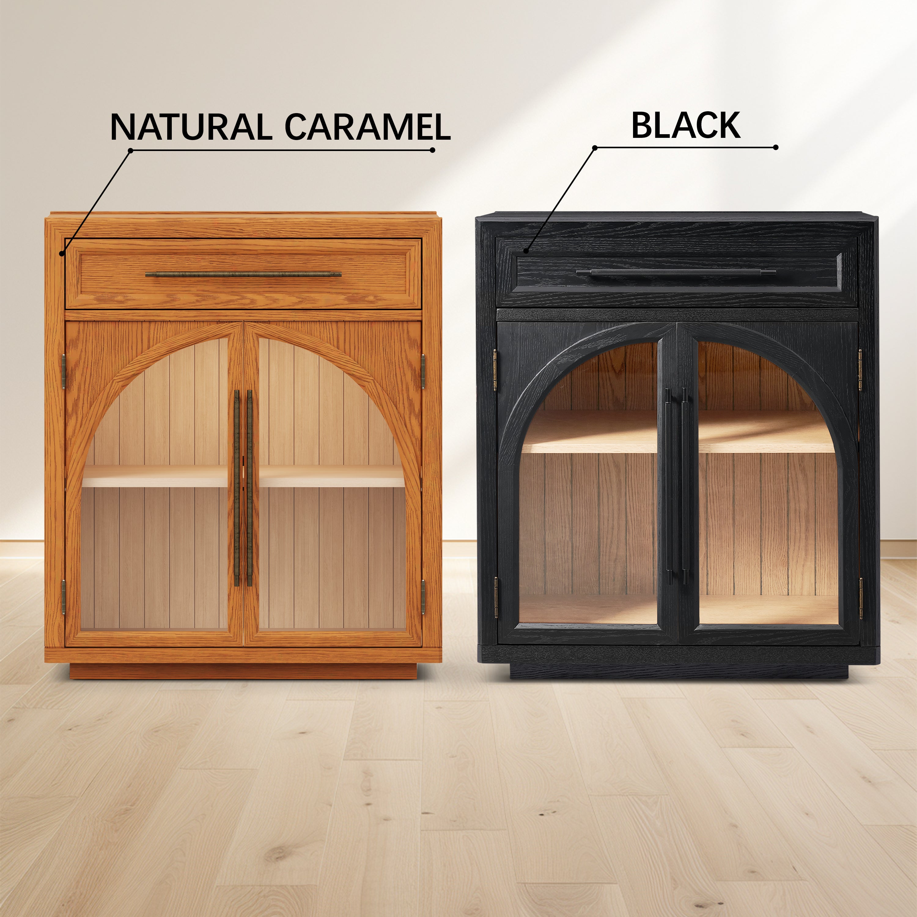 Alvar Arched 32" Oak Storage Cabinet with Drawers