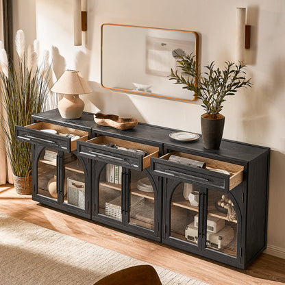 Alvar Arched 96" Oak Sideboard with Drawers(Set of 3)