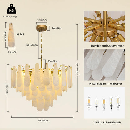 Caldera Alabaster Round Chandelier 80cm