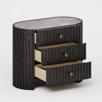 Sinclair Fluted Stone Nightstand 30"W